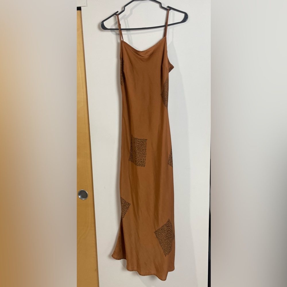 GRADE & GATHER - Bronze Dotted Print Slip Dress